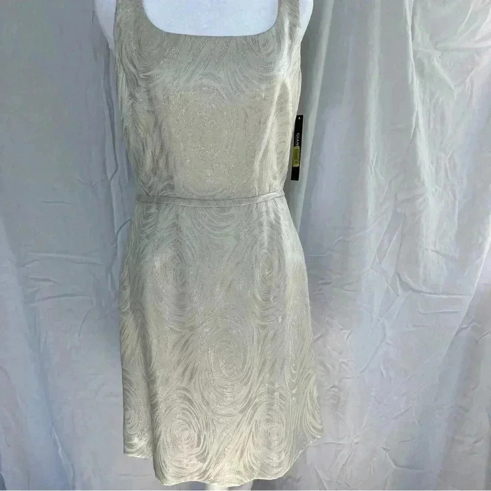 Gianni Bini sleeveless scoop neck cream and silver patterned dress. - Picture 3 of 11